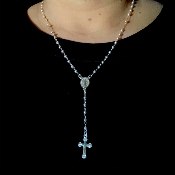 Jewelry - Medium 0.925 Sterling Silver Rosary necklace 4 mm
13 1/4 “ long approximately